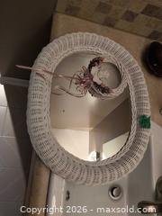 MaxSold Auction: White Wicker/Rattan Oval Wall Mirror, Wicker Wall Decor - Mississauga (Ontario, Canada) SELLER MANAGED Estate Sale Online Auction - Sir Monty's Drive