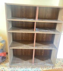 MaxSold Auction: Brown Laminated Particleboard Bookshelf, 4 Shelves, 8 Compartments - Point Edward (Ontario, Canada) SELLER MANAGED Estate Sale Online Auction -  Michigan Avenue
