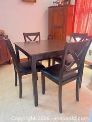 MaxSold Auction: Contemporary Dark Brown Solid Wood 4-Pc Dining Table Set - Point Edward (Ontario, Canada) SELLER MANAGED Estate Sale Online Auction -  Michigan Avenue
