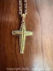 MaxSold Auction: Gold-Tone Cross Pendant Necklace on 24" Link Chain - Point Edward (Ontario, Canada) SELLER MANAGED Estate Sale Online Auction -  Michigan Avenue