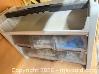 MaxSold Auction: Gray Plastic Parts Organizer with 6 Clear Drawers - Point Edward (Ontario, Canada) SELLER MANAGED Estate Sale Online Auction -  Michigan Avenue
