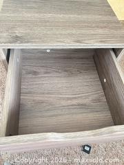 MaxSold Auction: Gray Wood Grain Nightstand with Drawer and Open Cubby - Point Edward (Ontario, Canada) SELLER MANAGED Estate Sale Online Auction -  Michigan Avenue