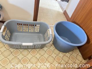 MaxSold Auction: Lot of 2 Plastic Laundry Baskets — Gray and Blue - Point Edward (Ontario, Canada) SELLER MANAGED Estate Sale Online Auction -  Michigan Avenue