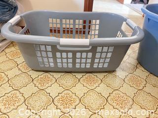 MaxSold Auction: Lot of 2 Plastic Laundry Baskets — Gray and Blue - Point Edward (Ontario, Canada) SELLER MANAGED Estate Sale Online Auction -  Michigan Avenue
