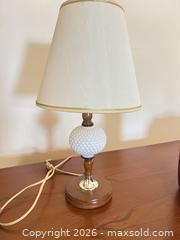 MaxSold Auction: Pair of Vintage Milk Glass Hobnail Table Lamps with Wood Bases - Point Edward (Ontario, Canada) SELLER MANAGED Estate Sale Online Auction -  Michigan Avenue