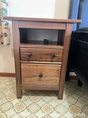 MaxSold Auction: Rustic Medium Brown Solid Wood Nightstand with 2 Drawers - Point Edward (Ontario, Canada) SELLER MANAGED Estate Sale Online Auction -  Michigan Avenue
