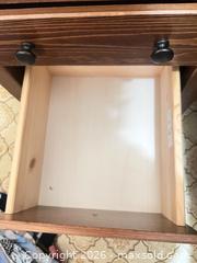MaxSold Auction: Rustic Medium Brown Solid Wood Nightstand with 2 Drawers - Point Edward (Ontario, Canada) SELLER MANAGED Estate Sale Online Auction -  Michigan Avenue