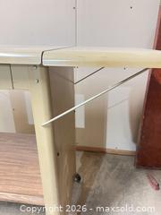 MaxSold Auction: Vintage Beige Metal Drop-Leaf Table with Drawer & Casters - Point Edward (Ontario, Canada) SELLER MANAGED Estate Sale Online Auction -  Michigan Avenue