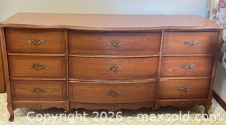 MaxSold Auction: Vintage Mid-Century Solid Wood 9-Drawer Dresser Set with Mirror - Point Edward (Ontario, Canada) SELLER MANAGED Estate Sale Online Auction -  Michigan Avenue