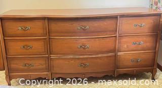 MaxSold Auction: Vintage Mid-Century Solid Wood 9-Drawer Dresser Set with Mirror - Point Edward (Ontario, Canada) SELLER MANAGED Estate Sale Online Auction -  Michigan Avenue
