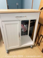 MaxSold Auction: White Kitchen Cart with Butcher Block Top and Casters - Point Edward (Ontario, Canada) SELLER MANAGED Estate Sale Online Auction -  Michigan Avenue