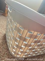 MaxSold Auction: White Plastic Large Laundry Basket with Handles & Folding Step Stool - Point Edward (Ontario, Canada) SELLER MANAGED Estate Sale Online Auction -  Michigan Avenue