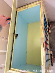 MaxSold Auction: Yellow/Cream Wooden Toy Chest with Wheels & Hand-Painted Animals - Point Edward (Ontario, Canada) SELLER MANAGED Estate Sale Online Auction -  Michigan Avenue