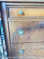 MaxSold Auction: Antique Early 20th C Wood-Veneer 4-Drawer Dresser, Brown - Burnaby (British Columbia, Canada) SELLER MANAGED Estate Sale Online Auction - Beresford Street (CONDO)