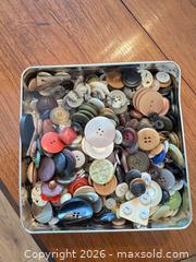 MaxSold Auction: Sewing kit & Mixed Buttons Collection with Tin Storage Box, 100–250 pcs - Burnaby (British Columbia, Canada) SELLER MANAGED Estate Sale Online Auction - Beresford Street (CONDO)