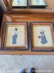 MaxSold Auction: Victorian-Style Black Floral Upholstered Footstool & 2 needlepoint prints - Burnaby (British Columbia, Canada) SELLER MANAGED Estate Sale Online Auction - Beresford Street (CONDO)