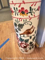 MaxSold Auction: White Ceramic Umbrella Stand with Hand-Painted Floral & Bird Motif - Burnaby (British Columbia, Canada) SELLER MANAGED Estate Sale Online Auction - Beresford Street (CONDO)