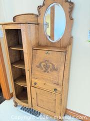 MaxSold Auction: Antique Oak Mirrored Secretary Desk Bookcase C - King (Ontario, Canada) Moving Online Auction - Scott Crescent