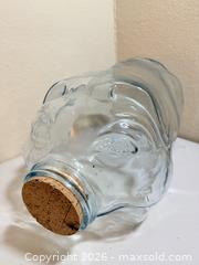 MaxSold Auction: Aqua Glass Pig-Shaped Jar with Cork Stopper - Cupertino (California, USA) SELLER MANAGED Downsizing Online Auction - Rollingdell Drive (CONDO)
