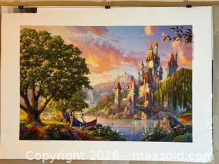 MaxSold Auction: Beauty And The Beast II Thomas Kinkade Studios Print on Canvas Disney - Cupertino (California, USA) SELLER MANAGED Downsizing Online Auction - Rollingdell Drive (CONDO)