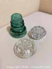 MaxSold Auction: Glass Insulator and Flower Frogs, Clear & Green - Cupertino (California, USA) SELLER MANAGED Downsizing Online Auction - Rollingdell Drive (CONDO)