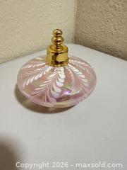 MaxSold Auction: Iridescent Pink Glass Perfume Atomizer Bottle - Small - Cupertino (California, USA) SELLER MANAGED Downsizing Online Auction - Rollingdell Drive (CONDO)