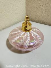MaxSold Auction: Iridescent Pink Glass Perfume Atomizer Bottle - Small - Cupertino (California, USA) SELLER MANAGED Downsizing Online Auction - Rollingdell Drive (CONDO)