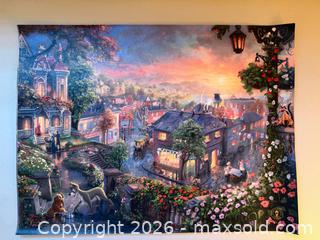 MaxSold Auction: Lady And The Tramp Thomas Kinkade Studios Print on Canvas Disney - Cupertino (California, USA) SELLER MANAGED Downsizing Online Auction - Rollingdell Drive (CONDO)