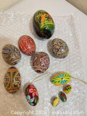 MaxSold Auction: Lot of 11 Hand-Painted Wooden Decorative Eggs - Cupertino (California, USA) SELLER MANAGED Downsizing Online Auction - Rollingdell Drive (CONDO)
