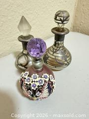 MaxSold Auction: Lot of 3 Small Vintage-Style Glass Perfume Bottles with Stoppers - Cupertino (California, USA) SELLER MANAGED Downsizing Online Auction - Rollingdell Drive (CONDO)