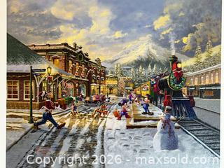 MaxSold Auction: Mickey & Minnie Candy Cane Express Thomas Kinkade Studios Print on Canvas Disney - Cupertino (California, USA) SELLER MANAGED Downsizing Online Auction - Rollingdell Drive (CONDO)