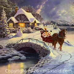 MaxSold Auction: Mickey & Minnie Evening Sleigh Ride Thomas Kinkade Studios Print on Canvas Disney - Cupertino (California, USA) SELLER MANAGED Downsizing Online Auction - Rollingdell Drive (CONDO)