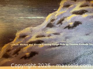 MaxSold Auction: Mickey & Minnie Evening Sleigh Ride Thomas Kinkade Studios Print on Canvas Disney - Cupertino (California, USA) SELLER MANAGED Downsizing Online Auction - Rollingdell Drive (CONDO)