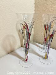 MaxSold Auction: Paul Nagel Set of 4 Mosaic Hand Painted Glass Champagne Flutes - Cupertino (California, USA) SELLER MANAGED Downsizing Online Auction - Rollingdell Drive (CONDO)