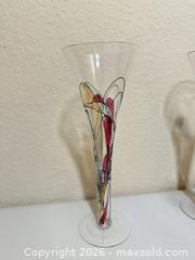 MaxSold Auction: Paul Nagel Set of 4 Mosaic Hand Painted Glass Champagne Flutes - Cupertino (California, USA) SELLER MANAGED Downsizing Online Auction - Rollingdell Drive (CONDO)