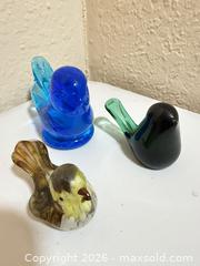 MaxSold Auction: Set of 3 Small Glass Birds (Blue Bird of Happiness  - Cupertino (California, USA) SELLER MANAGED Downsizing Online Auction - Rollingdell Drive (CONDO)