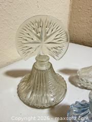 MaxSold Auction: Set of 3 Vintage Glass Perfume Bottles — Clear, Light Blue, Amethyst - Cupertino (California, USA) SELLER MANAGED Downsizing Online Auction - Rollingdell Drive (CONDO)