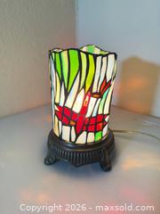 MaxSold Auction: Small Tiffany-style Stained Glass Dragonfly Table Lamp, Blue/Teal - Cupertino (California, USA) SELLER MANAGED Downsizing Online Auction - Rollingdell Drive (CONDO)