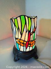 MaxSold Auction: Small Tiffany-style Stained Glass Dragonfly Table Lamp, Blue/Teal - Cupertino (California, USA) SELLER MANAGED Downsizing Online Auction - Rollingdell Drive (CONDO)
