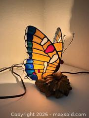 MaxSold Auction: Tiffany-Style Stained Glass Butterfly Small Table/Desk Lamp - Cupertino (California, USA) SELLER MANAGED Downsizing Online Auction - Rollingdell Drive (CONDO)