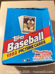 MaxSold Auction: 1992 Topps MLB Wax Packs Display Box — 24 Sealed Packs (15/pack) - Wake Forest (North Carolina, USA) SELLER MANAGED Downsizing Online Auction -  Marbank Street