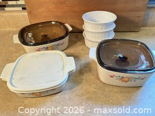 MaxSold Auction: CorningWare Fruit Motif Casserole & Ramekin Sets - Wake Forest (North Carolina, USA) SELLER MANAGED Downsizing Online Auction -  Marbank Street