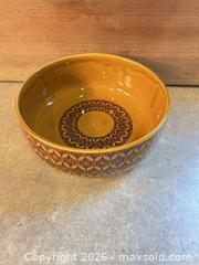 MaxSold Auction: Large Mustard Ceramic Bowl with Geometric Pattern - Wake Forest (North Carolina, USA) PARTNER MANAGED Downsizing Online Auction -  Marbank Street
