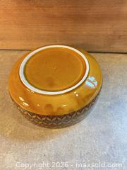 MaxSold Auction: Large Mustard Ceramic Bowl with Geometric Pattern - Wake Forest (North Carolina, USA) PARTNER MANAGED Downsizing Online Auction -  Marbank Street