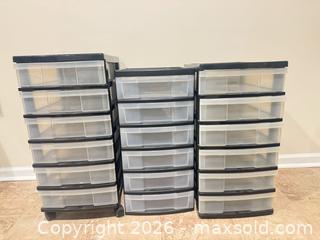 MaxSold Auction: Set of 3 Plastic Drawer Storage Organizers - Wake Forest (North Carolina, USA) PARTNER MANAGED Downsizing Online Auction -  Marbank Street