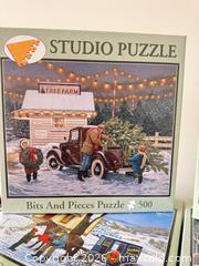 MaxSold Auction: Studio Puzzle 500pc 16 x 20in Winter/Christmas Scenic Lot of 6 - Wake Forest (North Carolina, USA) SELLER MANAGED Downsizing Online Auction -  Marbank Street