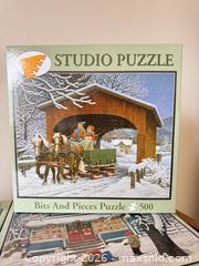 MaxSold Auction: Studio Puzzle 500pc 16 x 20in Winter/Christmas Scenic Lot of 6 - Wake Forest (North Carolina, USA) SELLER MANAGED Downsizing Online Auction -  Marbank Street