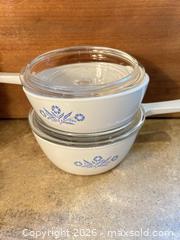 MaxSold Auction: Vintage CorningWare Cornflower Bakeware Set with Lids - Wake Forest (North Carolina, USA) SELLER MANAGED Downsizing Online Auction -  Marbank Street