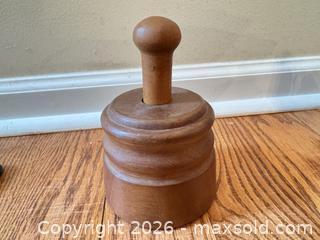 MaxSold Auction: Wooden Butter Press (Medium) with Carved Star/Flower Mold - Wake Forest (North Carolina, USA) PARTNER MANAGED Downsizing Online Auction -  Marbank Street