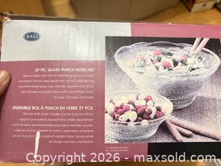 MaxSold Auction: Bali Glass Patterned Etched 27-Piece Punch Bowl Set - Clarington (Ontario, Canada) SELLER MANAGED Downsizing Online Auction - Trulls Road